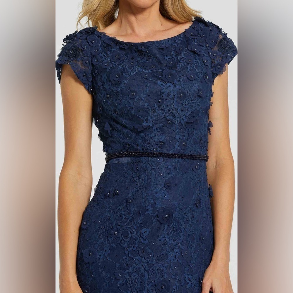 Refined Floral Applique Sheath Dress by Mac Duggal Style 67711 NWT - Picture 4 of 8